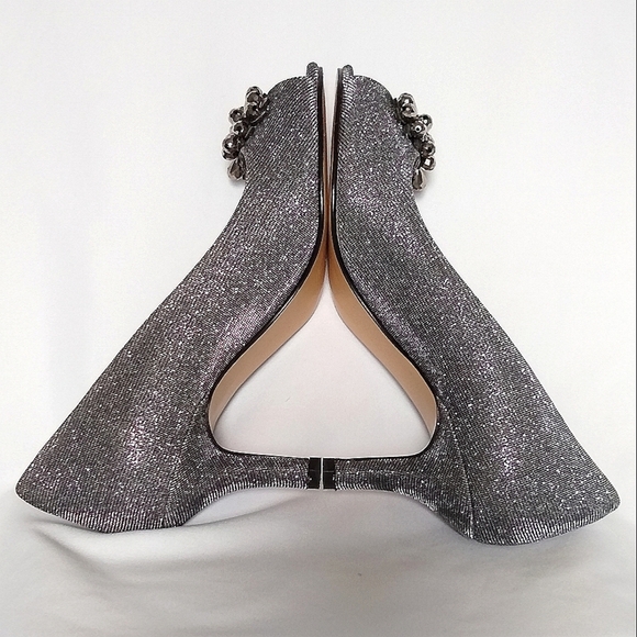 NWOT/Box Caparros Melissa Mercury Glimmer Crystal Embellished Heels Sz 7 Silver - Picture 6 of 8